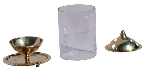 Brass Oil Lamp Deepak With Chimney 0.155kg